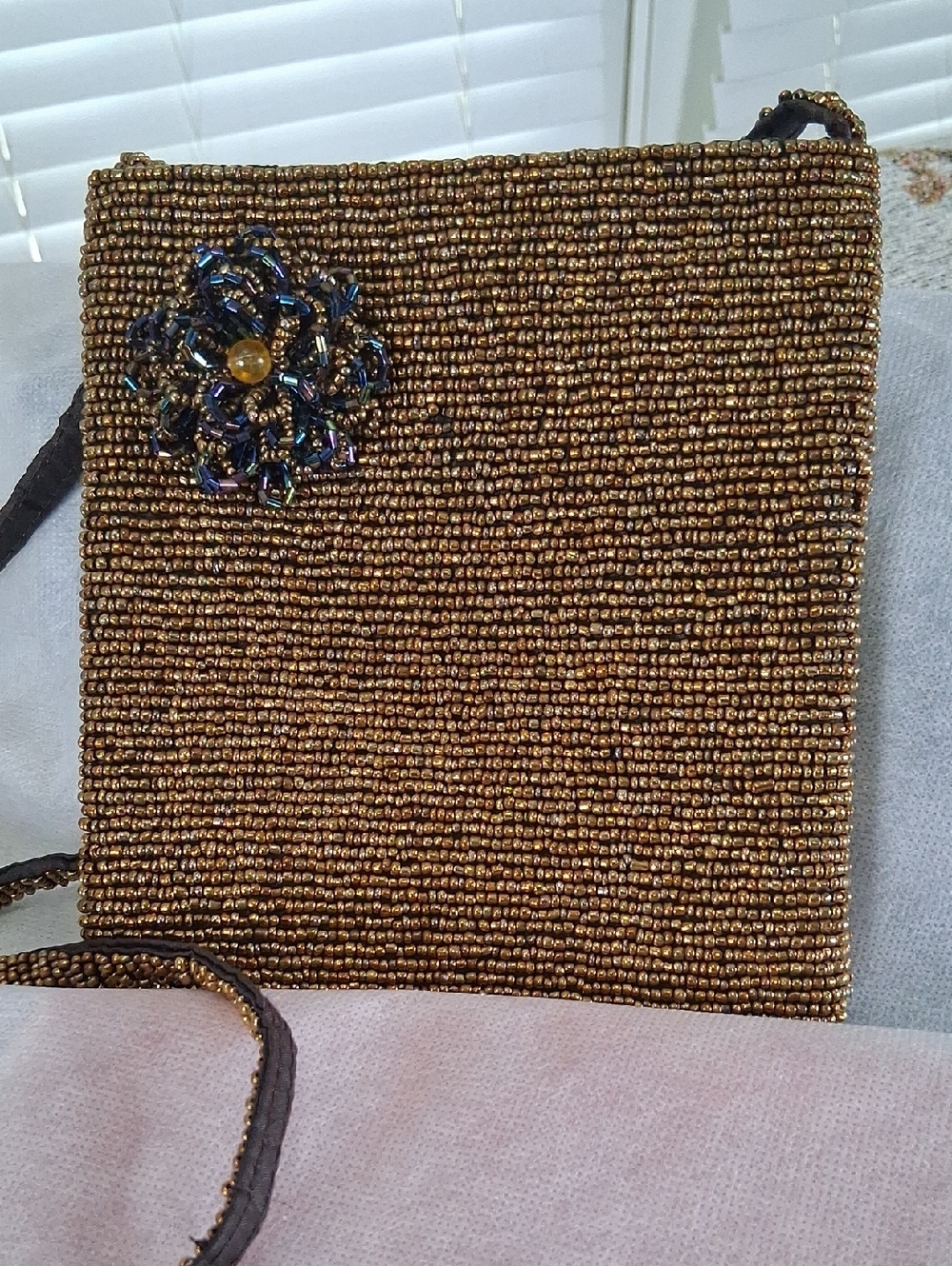 Cross Body Bean Bag In Glod And Brown Beatiful Good With Any Evening.